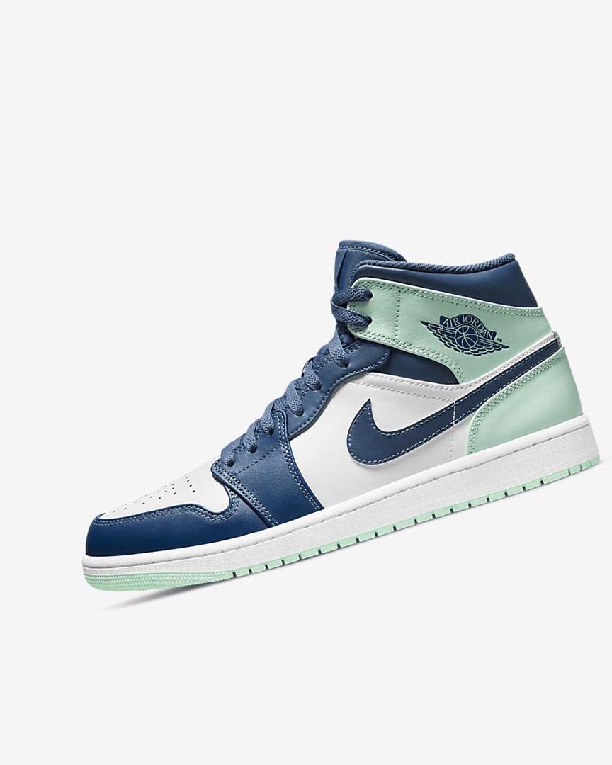 Nike Air Jordan 1 Mid Joggesko Herre Marineblå Hvite Mint | NO2587