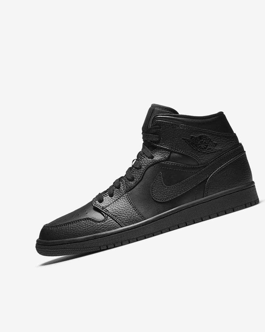 Nike Air Jordan 1 Mid Joggesko Herre Svarte Svarte Svarte | NO5606