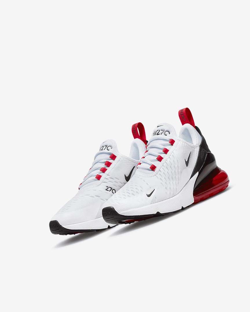 Nike Air Max 270 Fritidssko Gutt Hvite Svarte Rød Grå | NO5283