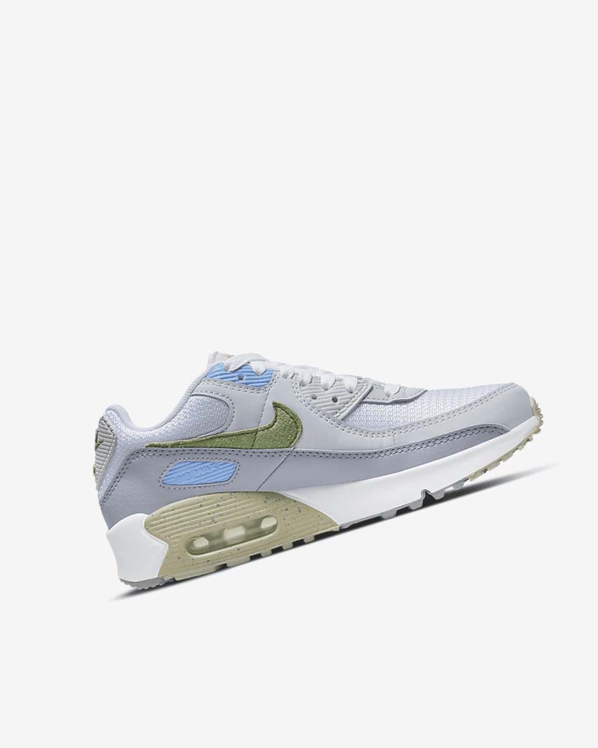 Nike Air Max 90 Fritidssko Gutt Hvite Blå Grå | NO1169