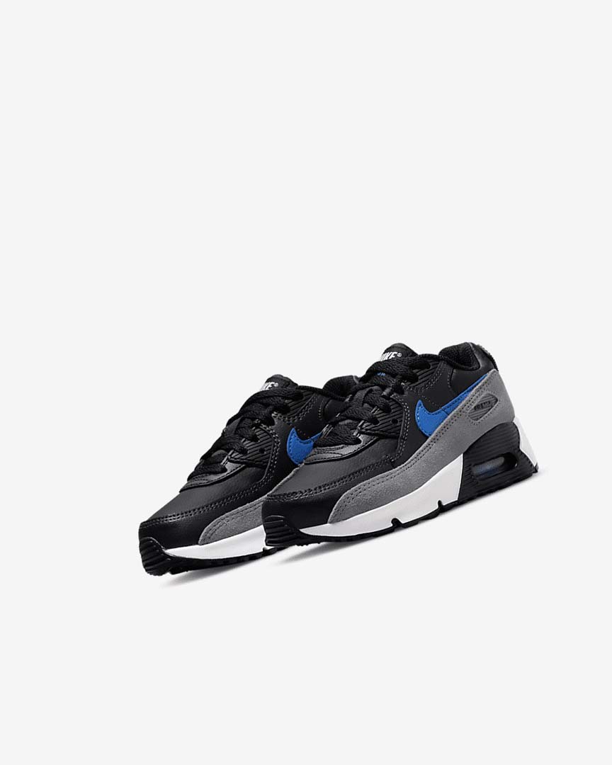 Nike Air Max 90 Fritidssko Gutt Svarte Grå Mørke Grå Blå | NO5084