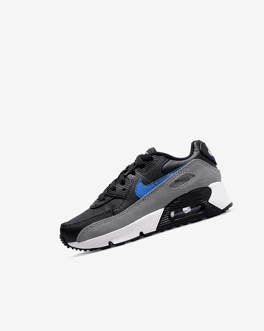 Nike Air Max 90 Fritidssko Gutt Svarte Grå Mørke Grå Blå | NO5084