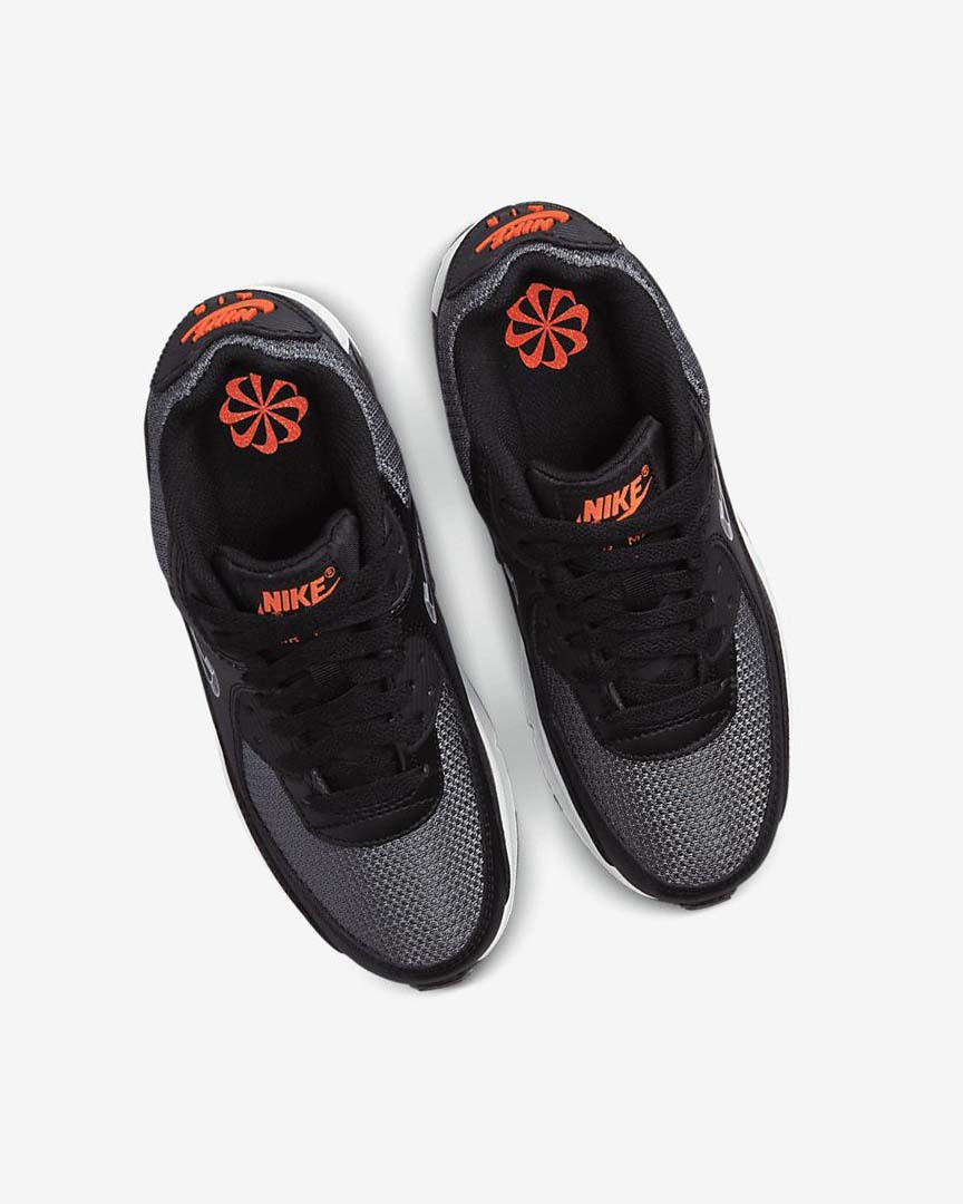 Nike Air Max 90 Fritidssko Gutt Svarte Oransje Grå Hvite | NO4641