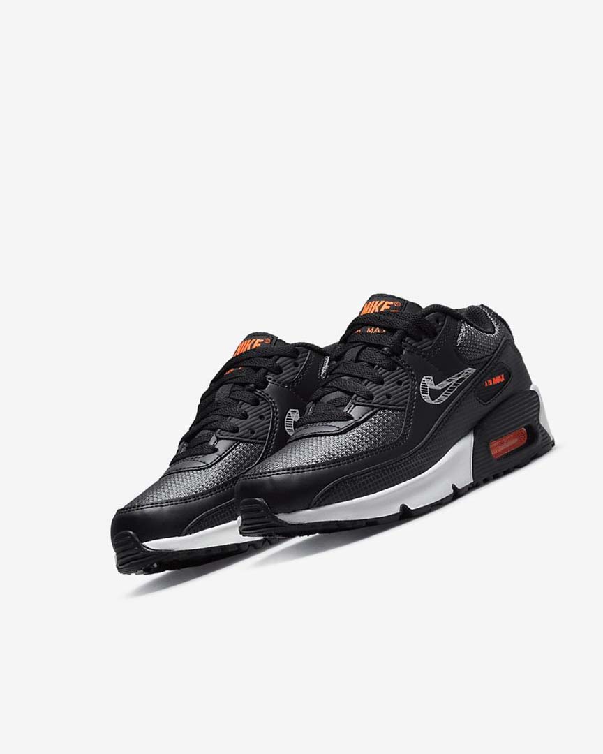 Nike Air Max 90 Fritidssko Gutt Svarte Oransje Grå Hvite | NO4641