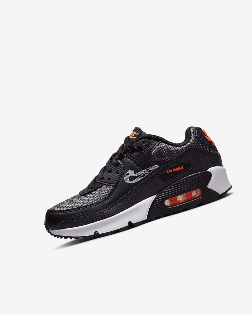 Nike Air Max 90 Fritidssko Gutt Svarte Oransje Grå Hvite | NO4641