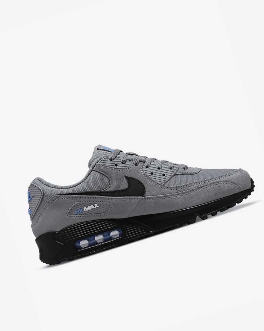 Nike Air Max 90 Fritidssko Herre Grå Lyse Blå Metal Sølv Svarte | NO2842