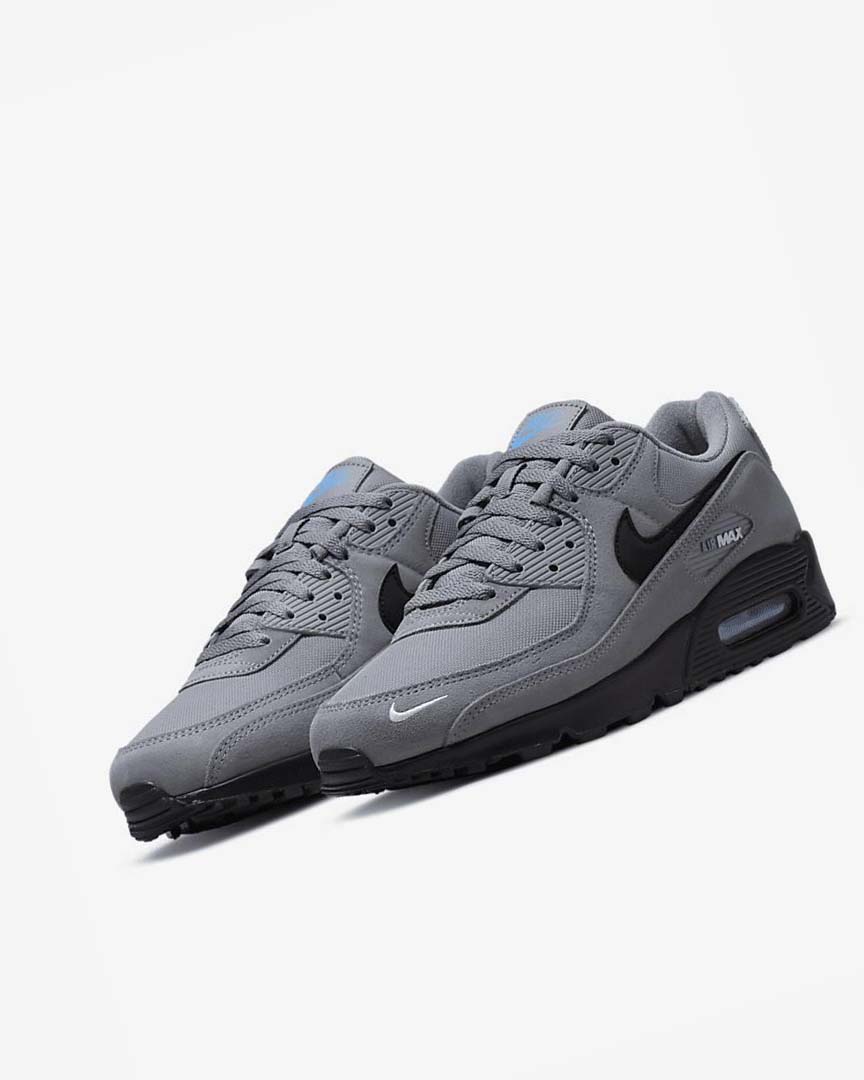 Nike Air Max 90 Fritidssko Herre Grå Lyse Blå Metal Sølv Svarte | NO2842