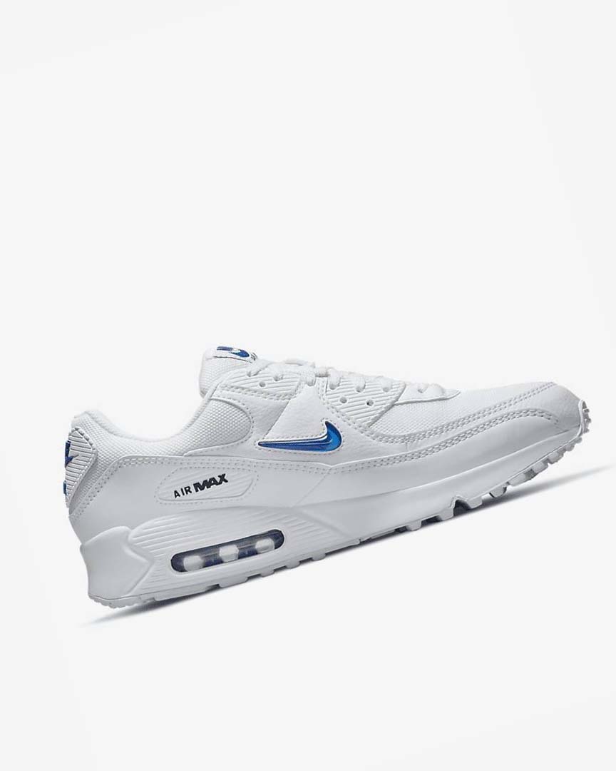 Nike Air Max 90 Fritidssko Herre Hvite Svarte Kongeblå | NO5420