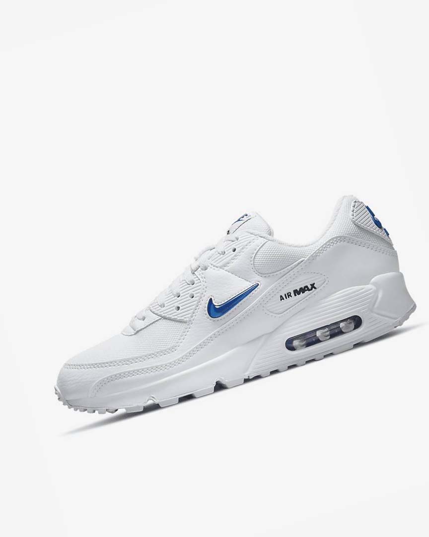 Nike Air Max 90 Fritidssko Herre Hvite Svarte Kongeblå | NO5420