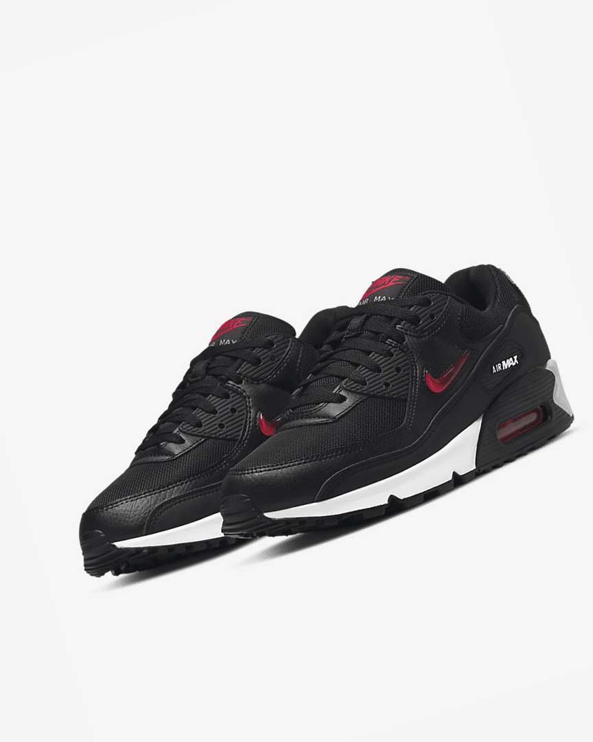 Nike Air Max 90 Fritidssko Herre Svarte Hvite Rød | NO5032