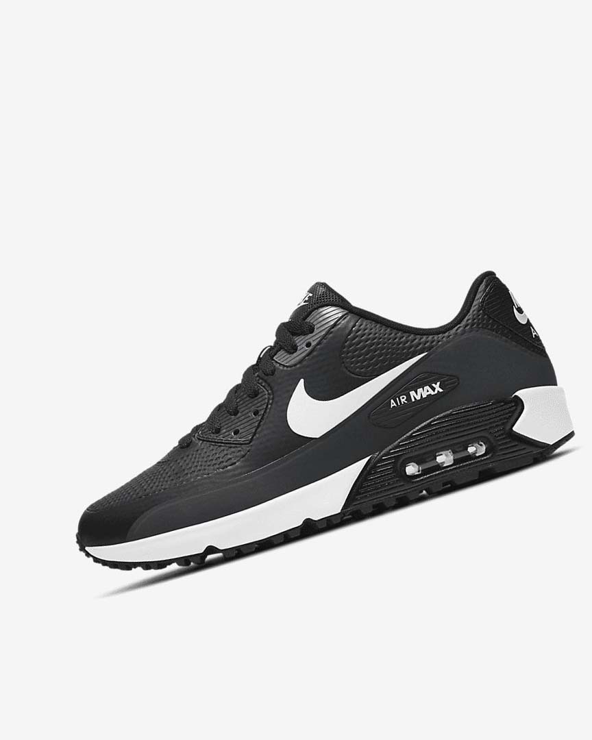 Nike Air Max 90 G Golfsko Dame Svarte Mørke Grå Grå Hvite | NO4819