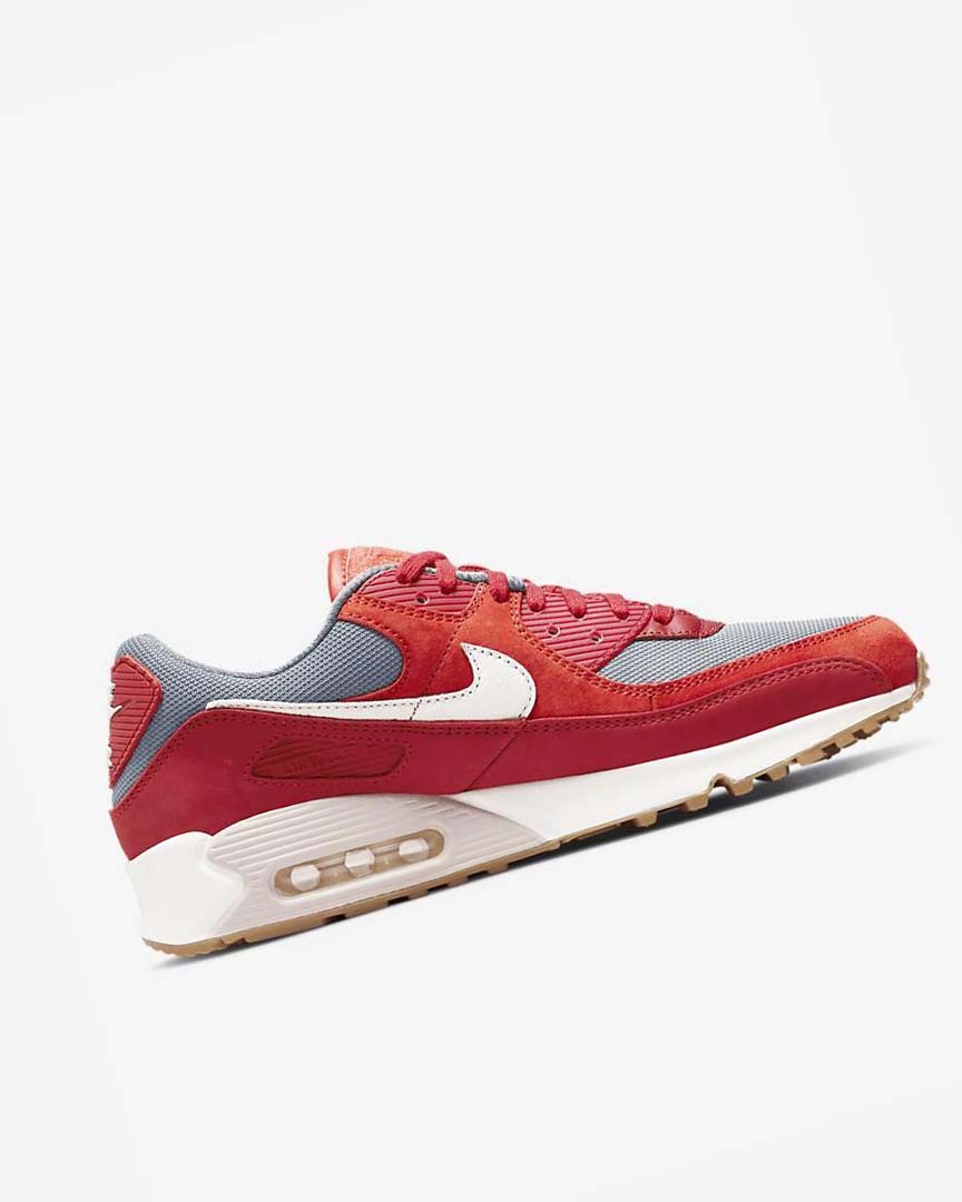 Nike Air Max 90 Premium Fritidssko Herre Rød Rød Grå Hvite | NO1105