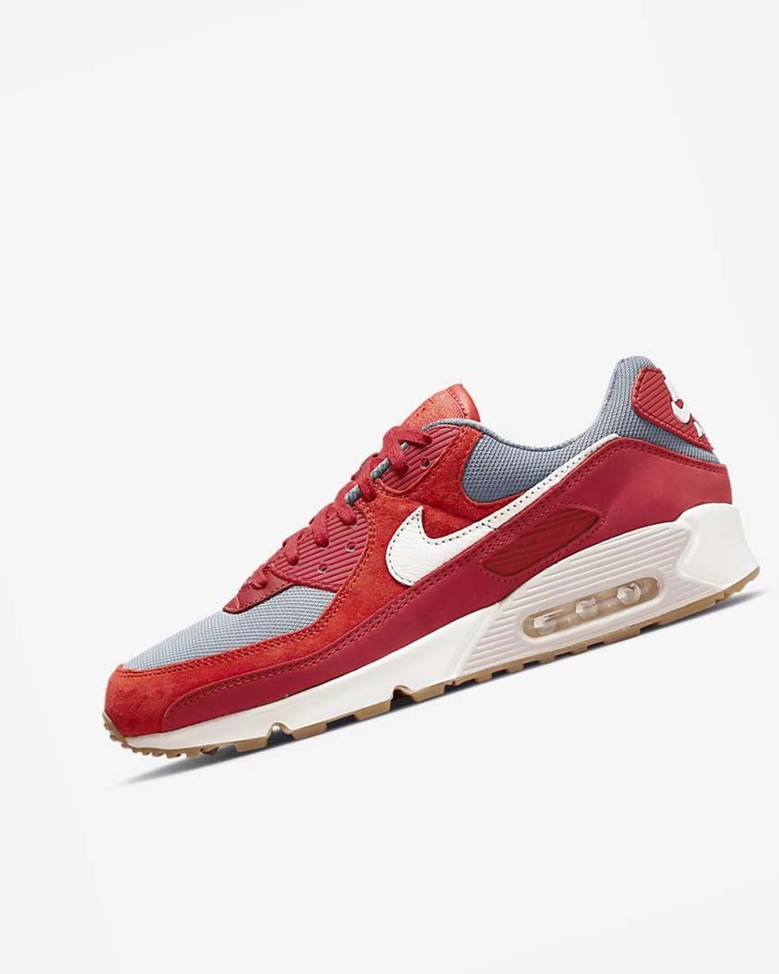 Nike Air Max 90 Premium Fritidssko Herre Rød Rød Grå Hvite | NO1105