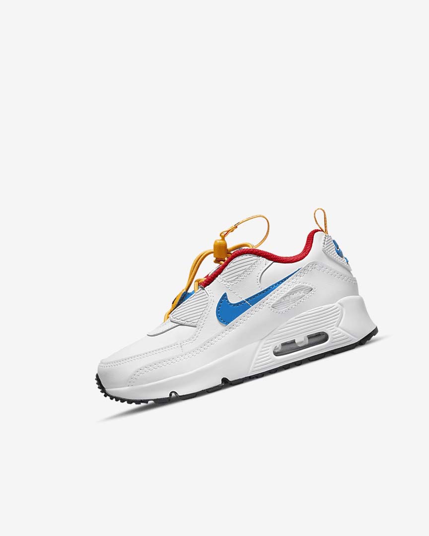 Nike Air Max 90 Toggle Fritidssko Gutt Hvite Gull Rød Blå | NO2243