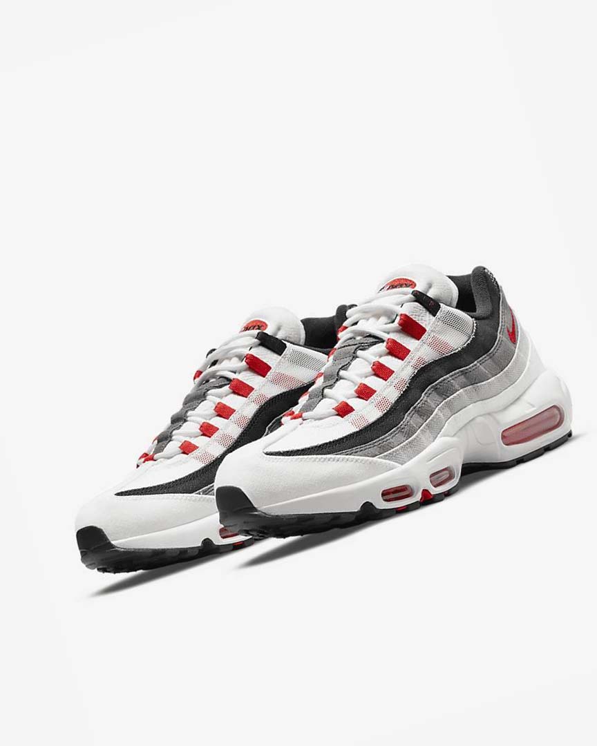 Nike Air Max 95 Fritidssko Herre Hvite Lyse Grå Rød | NO4578