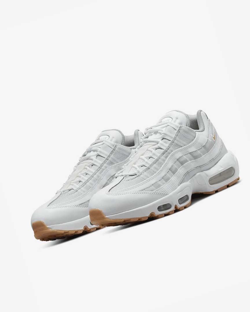 Nike Air Max 95 Fritidssko Herre Hvite Platina Grå Dyp Gul | NO5245