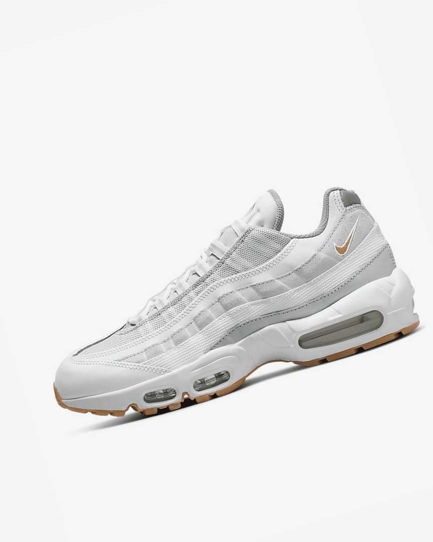 Nike Air Max 95 Fritidssko Herre Hvite Platina Grå Dyp Gul | NO5245