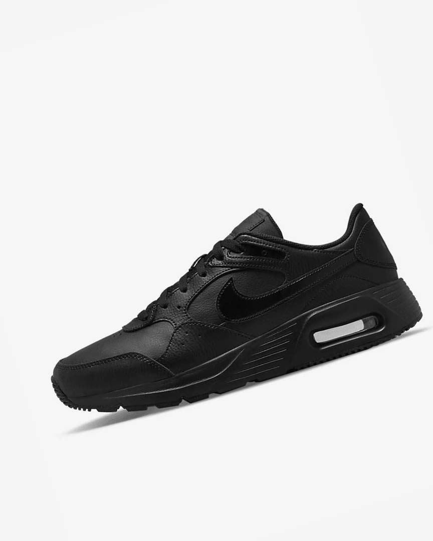 Nike Air Max SC Lær Joggesko Herre Svarte Svarte Svarte | NO2779