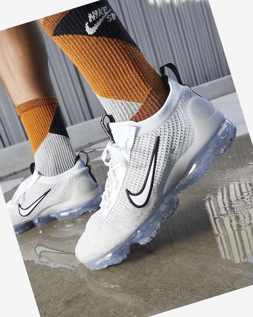 Nike Air VaporMax 2021 FK Joggesko Herre Hvite Svarte Metal Sølv Hvite | NO2376