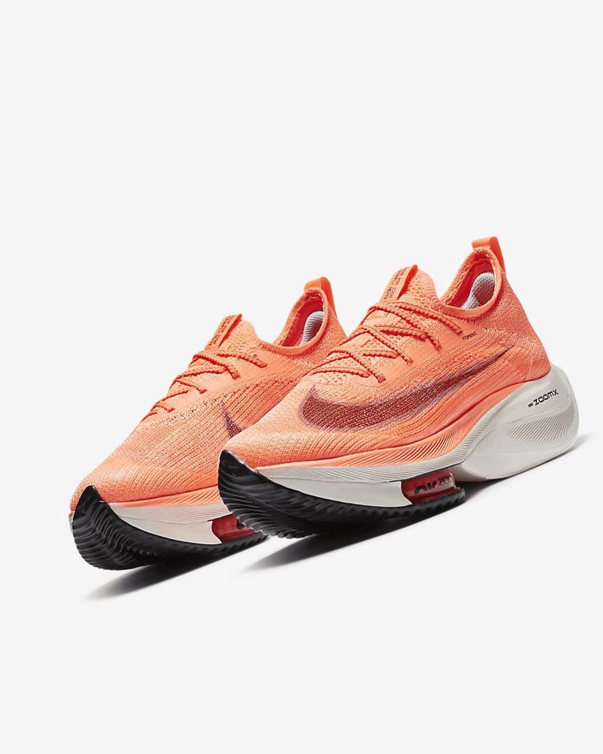 Nike Air Zoom Alphafly NEXT% Flyknit Løpesko Vei Dame Lyse Mango Metal Rød Brune Svarte | NO4620