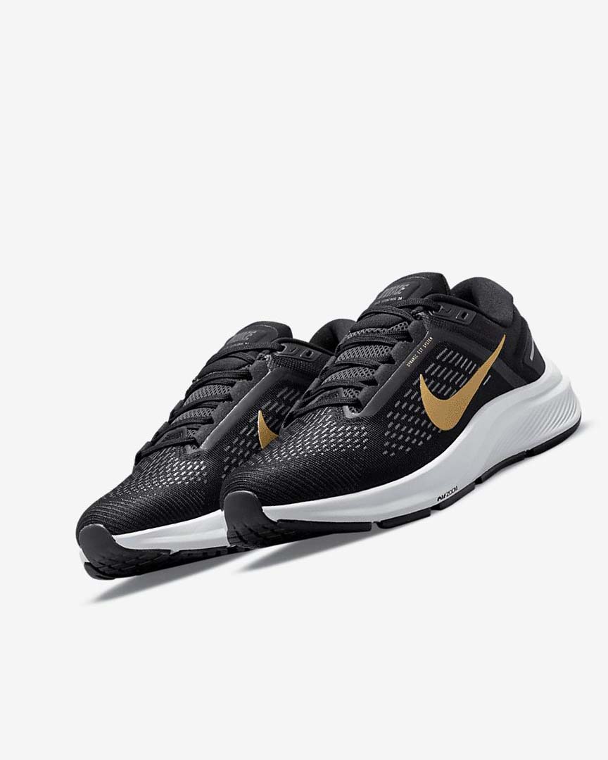 Nike Air Zoom Structure 24 Løpesko Vei Dame Svarte Mørke Grå Metal Gull | NO4491