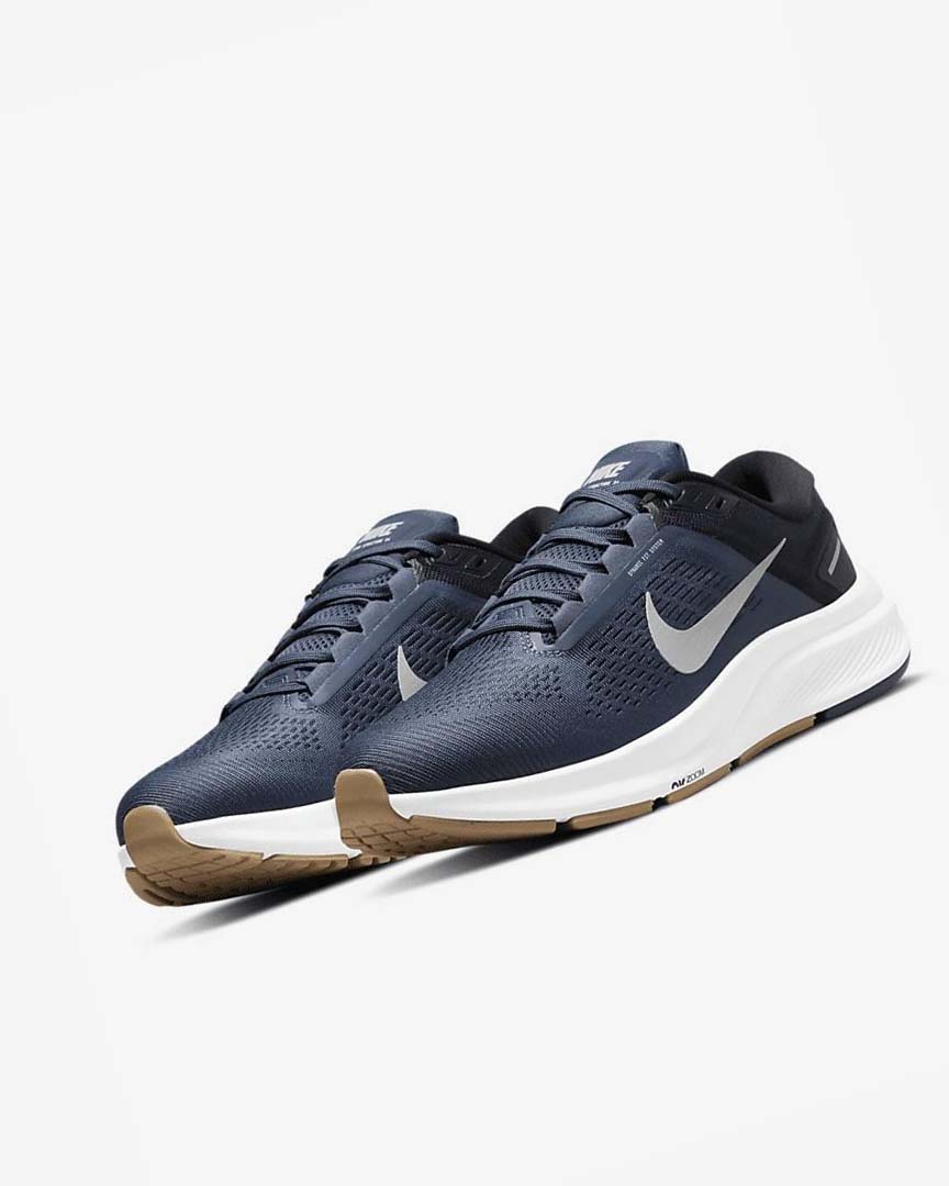 Nike Air Zoom Structure 24 Løpesko Vei Herre Blå Svarte Mørke Obsidian Grå | NO2590