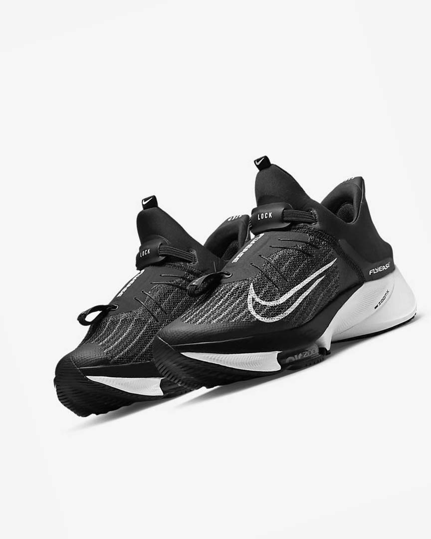 Nike Air Zoom Tempo NEXT% FlyEase Løpesko Vei Herre Svarte Hvite Svarte Hvite | NO3169