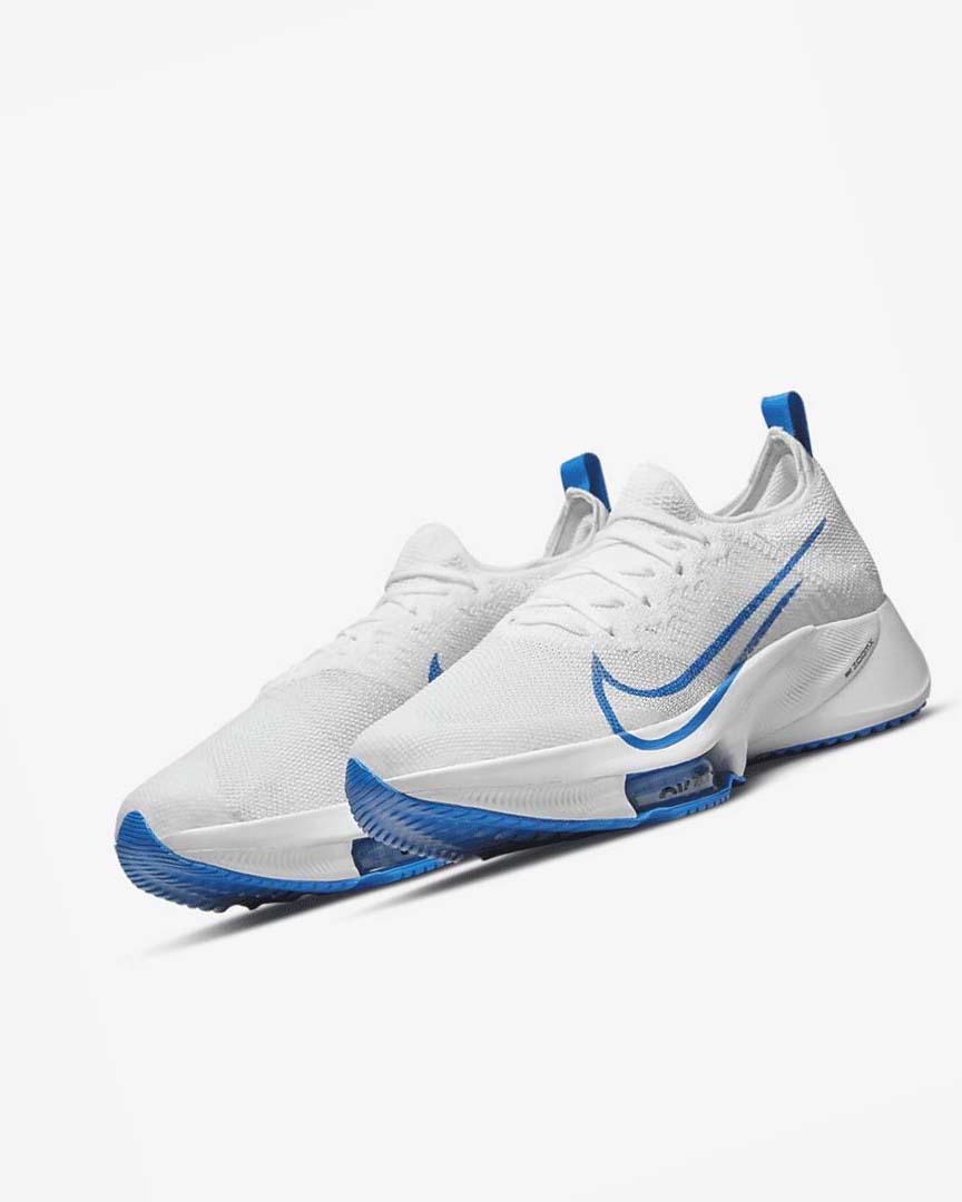 Nike Air Zoom Tempo NEXT% Løpesko Vei Herre Hvite Platina Svarte Blå | NO4887