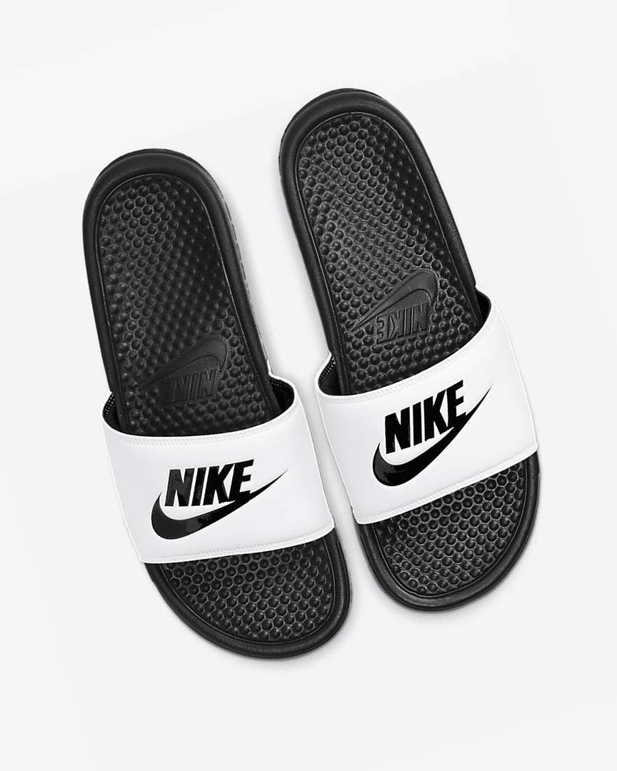 Nike Benassi JDI Badesandaler Herre Hvite Svarte Svarte | NO5590