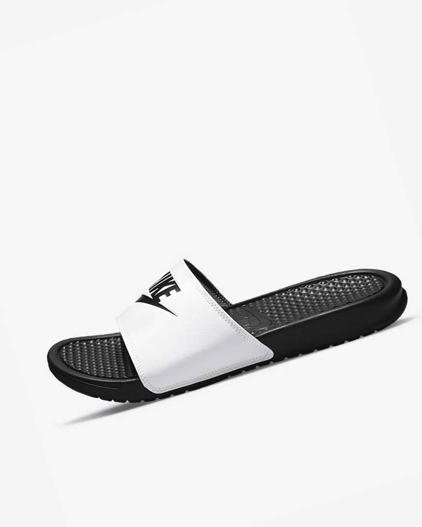 Nike Benassi JDI Badesandaler Herre Hvite Svarte Svarte | NO5590