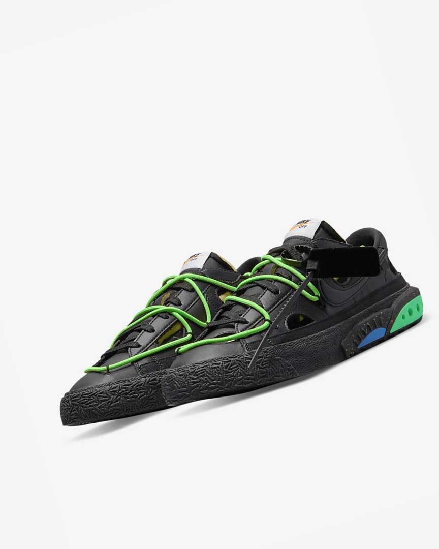 Nike Blazer Low '77 x Off-White™ Joggesko Herre Svarte Grønn Svarte | NO5386