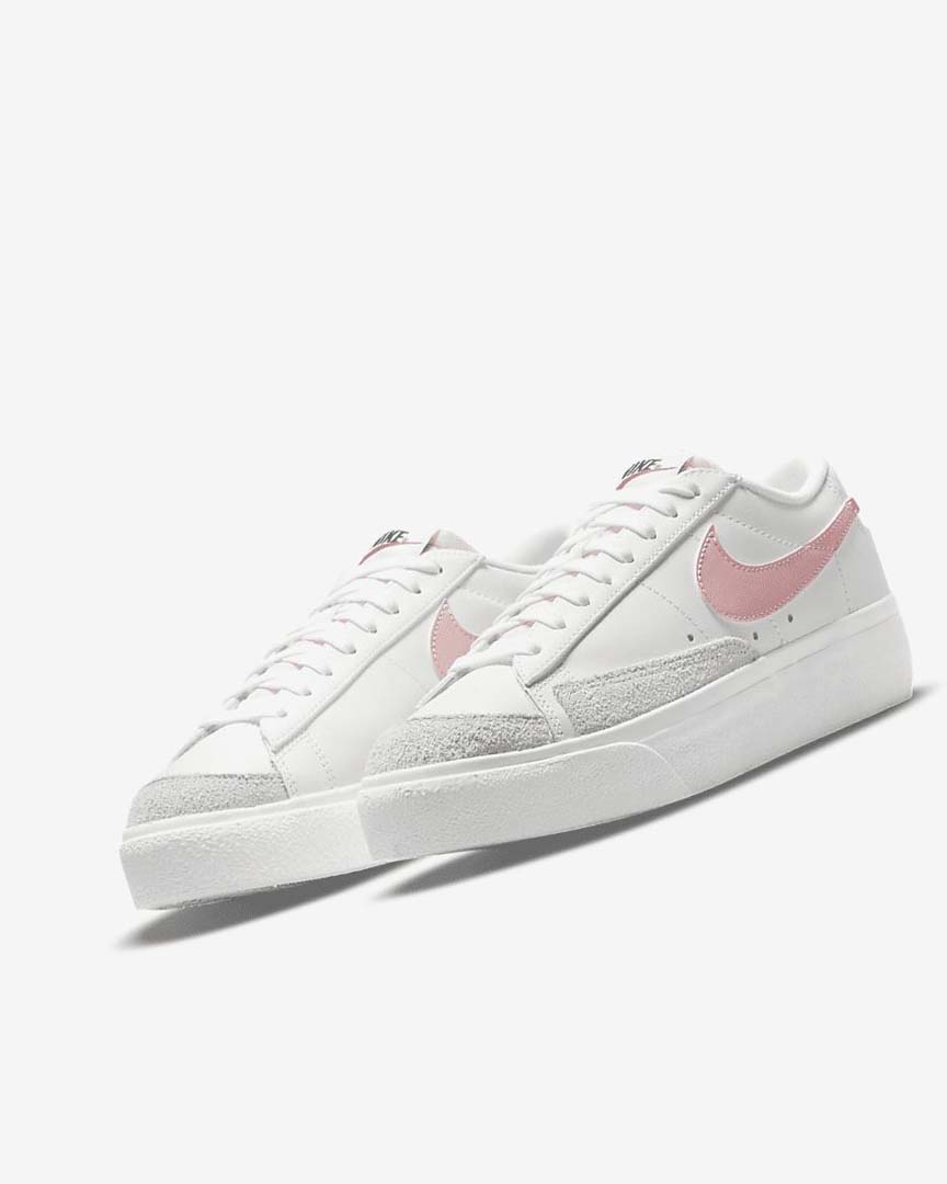 Nike Blazer Low Platform Joggesko Dame Hvite Hvite Svarte Rosa | NO3025