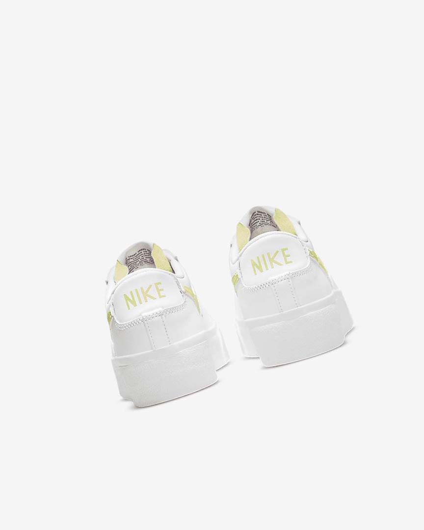 Nike Blazer Low Platform Joggesko Dame Hvite Hvite Svarte Lyse Sitron | NO5414