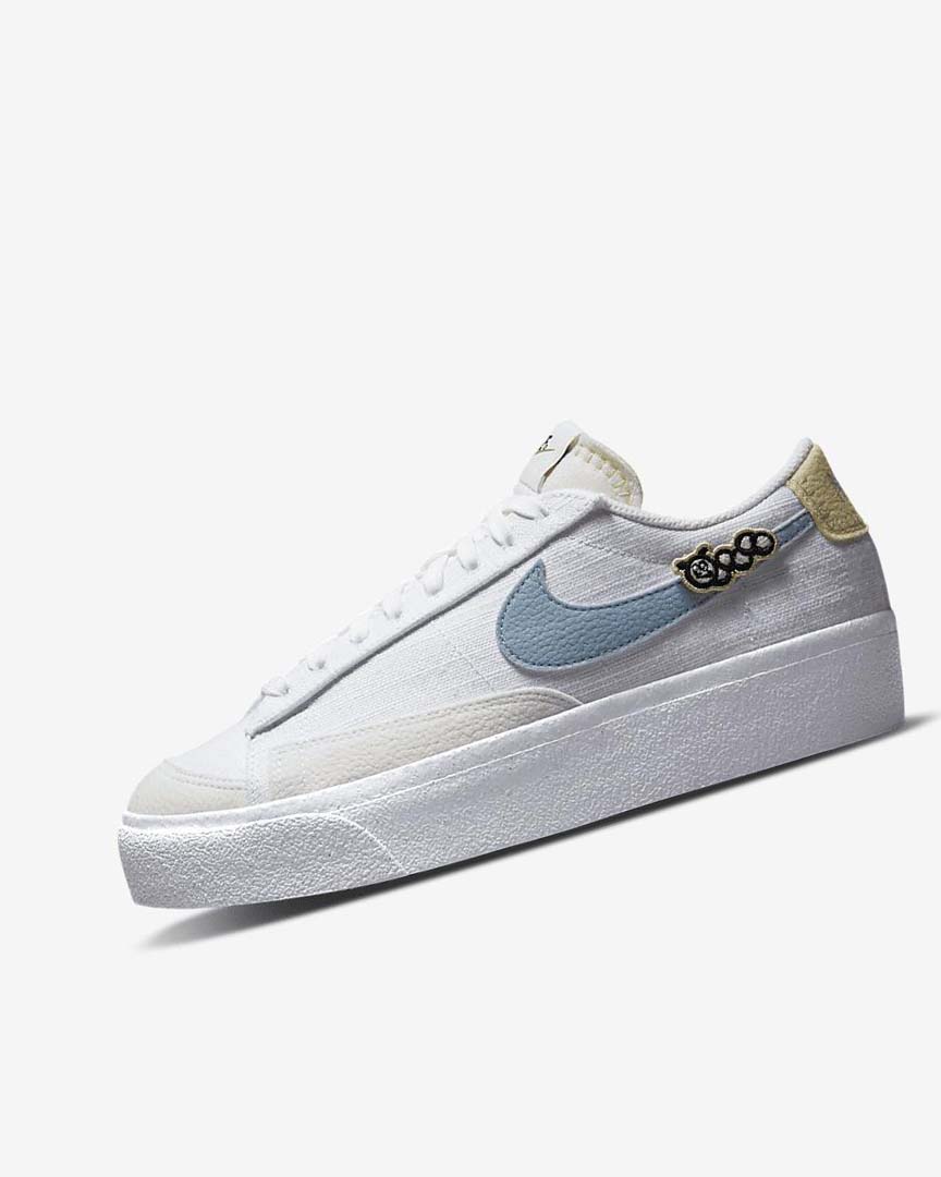 Nike Blazer Low Platform Next Nature Joggesko Dame Hvite Rosa Hvite Blå | NO2810