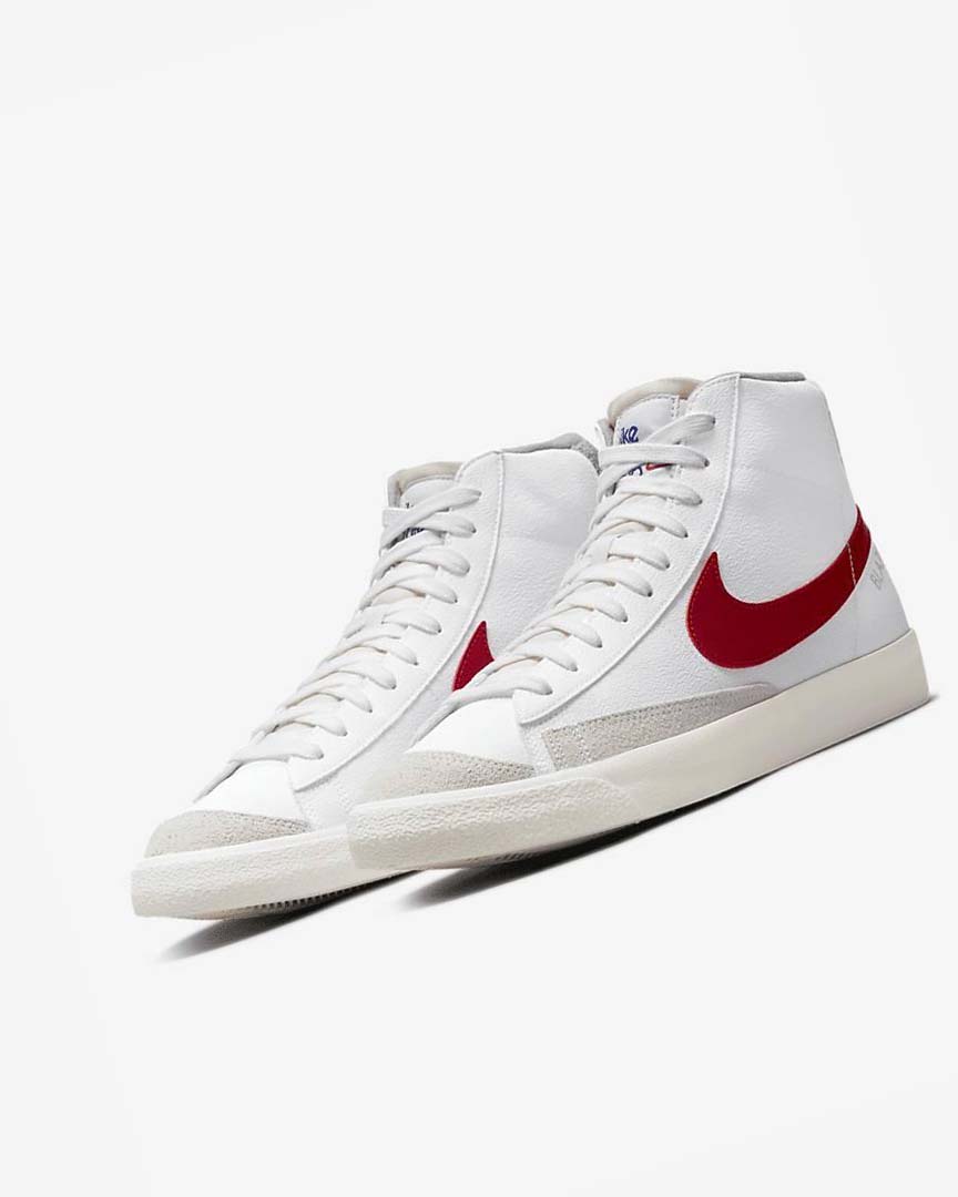 Nike Blazer Mid '77 Joggesko Herre Hvite Lyse Grå Rød | NO4660