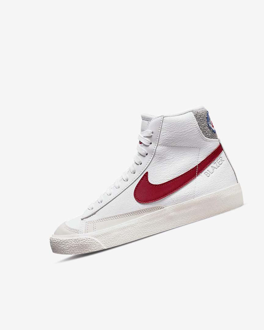 Nike Blazer Mid \'77 Joggesko Jente Hvite Lyse Grå Rød | NO2377