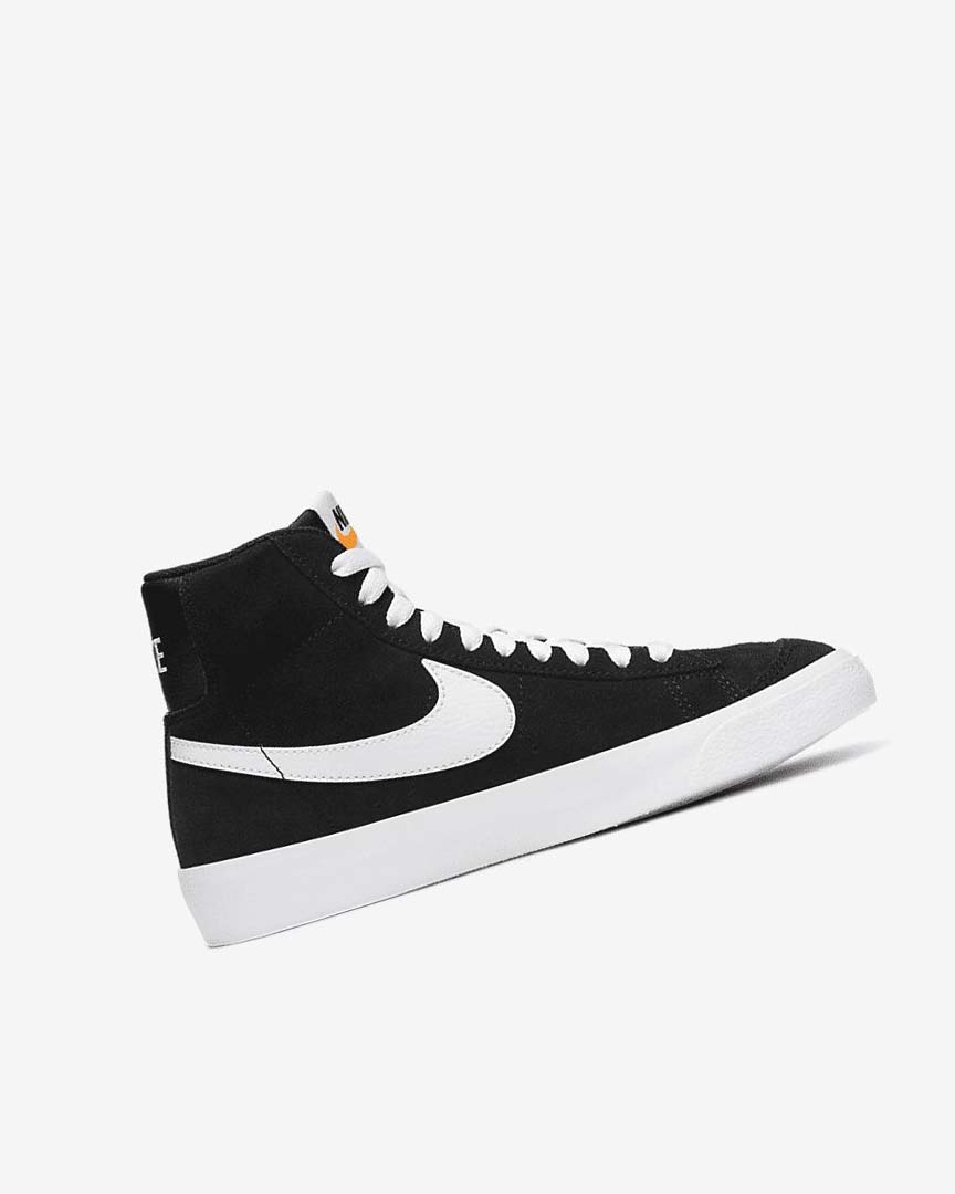 Nike Blazer Mid '77 Semsket Skinn Joggesko Gutt Svarte Oransje Hvite | NO2456