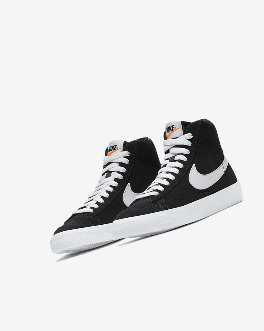 Nike Blazer Mid '77 Semsket Skinn Joggesko Gutt Svarte Oransje Hvite | NO2456