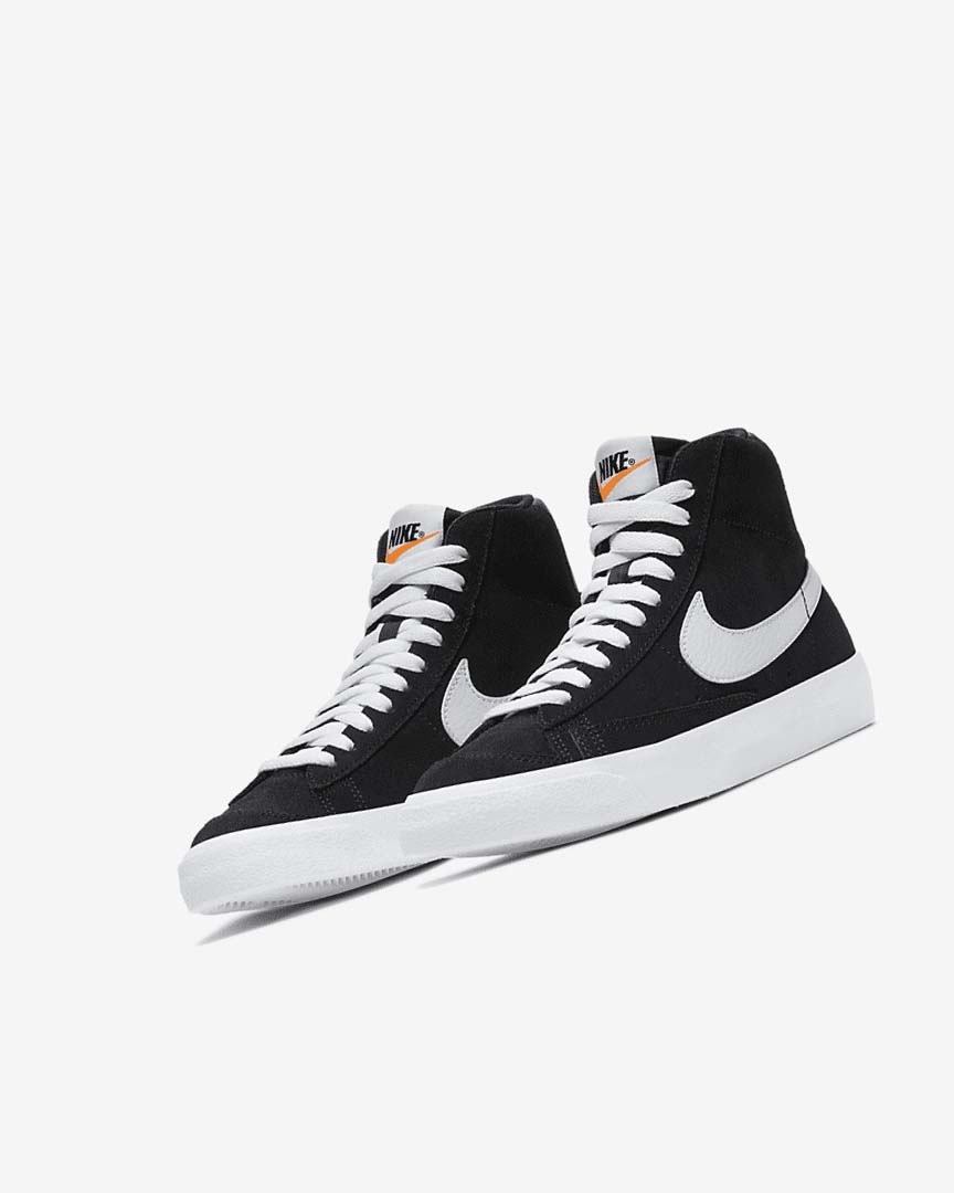 Nike Blazer Mid '77 Semsket Skinn Joggesko Jente Svarte Oransje Hvite | NO4777