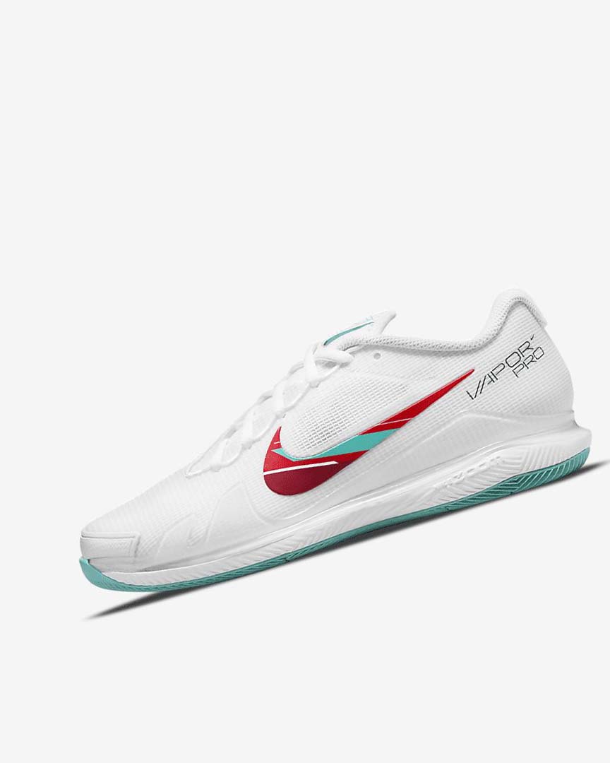 Nike Court Air Zoom Vapor Pro Tennis Sko Dame Hvite Rød Burgunder Turkis | NO4750