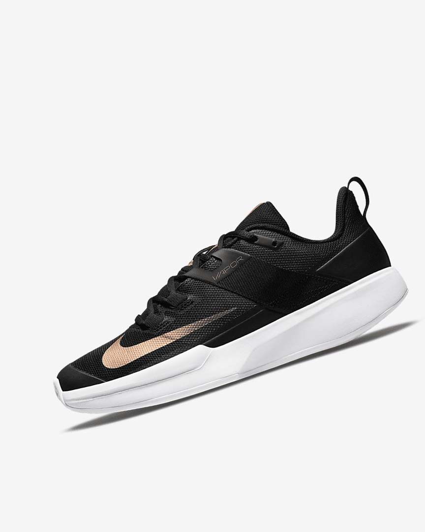 Nike Court Vapor Lite Tennis Sko Dame Svarte Hvite Metal Rød Brune | NO5246