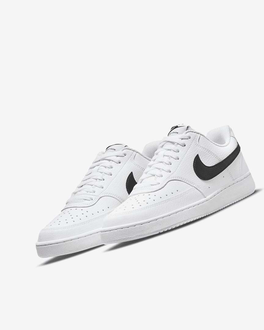 Nike Court Vision Low Next Nature Joggesko Dame Hvite Hvite Svarte | NO2210