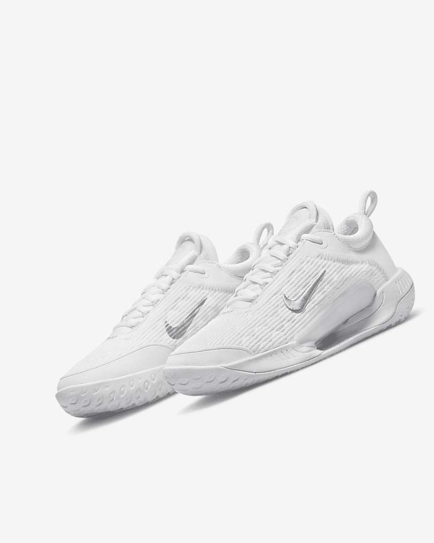 Nike Court Zoom NXT Tennis Sko Dame Hvite Grå Metal Sølv | NO5523