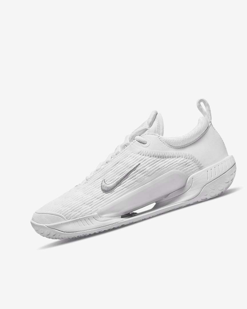 Nike Court Zoom NXT Tennis Sko Dame Hvite Grå Metal Sølv | NO5523