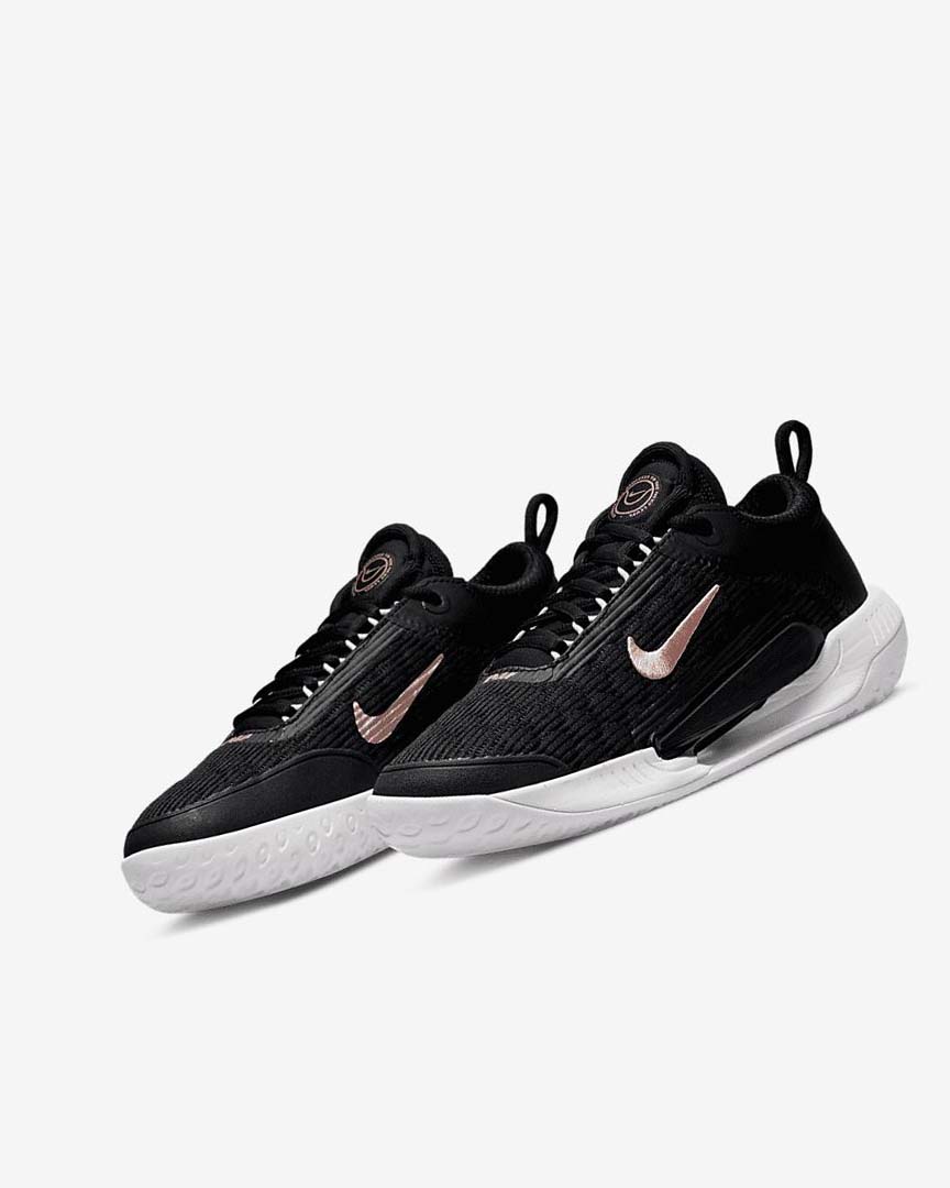 Nike Court Zoom NXT Tennis Sko Dame Svarte Hvite Metal Rød Brune | NO2576