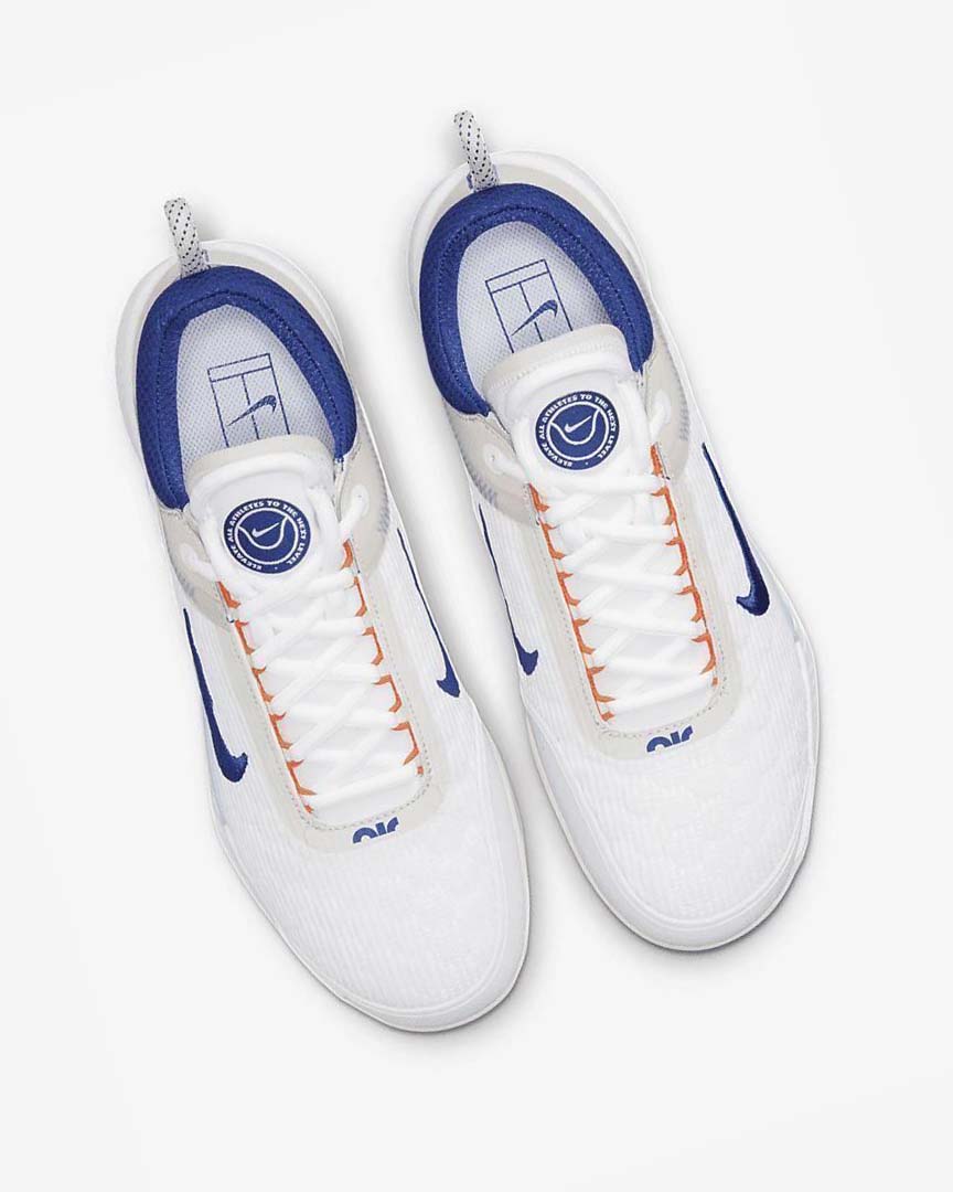 Nike Court Zoom NXT Tennis Sko Herre Hvite Lyse Beige Turkis Dyp Kongeblå Blå | NO4511