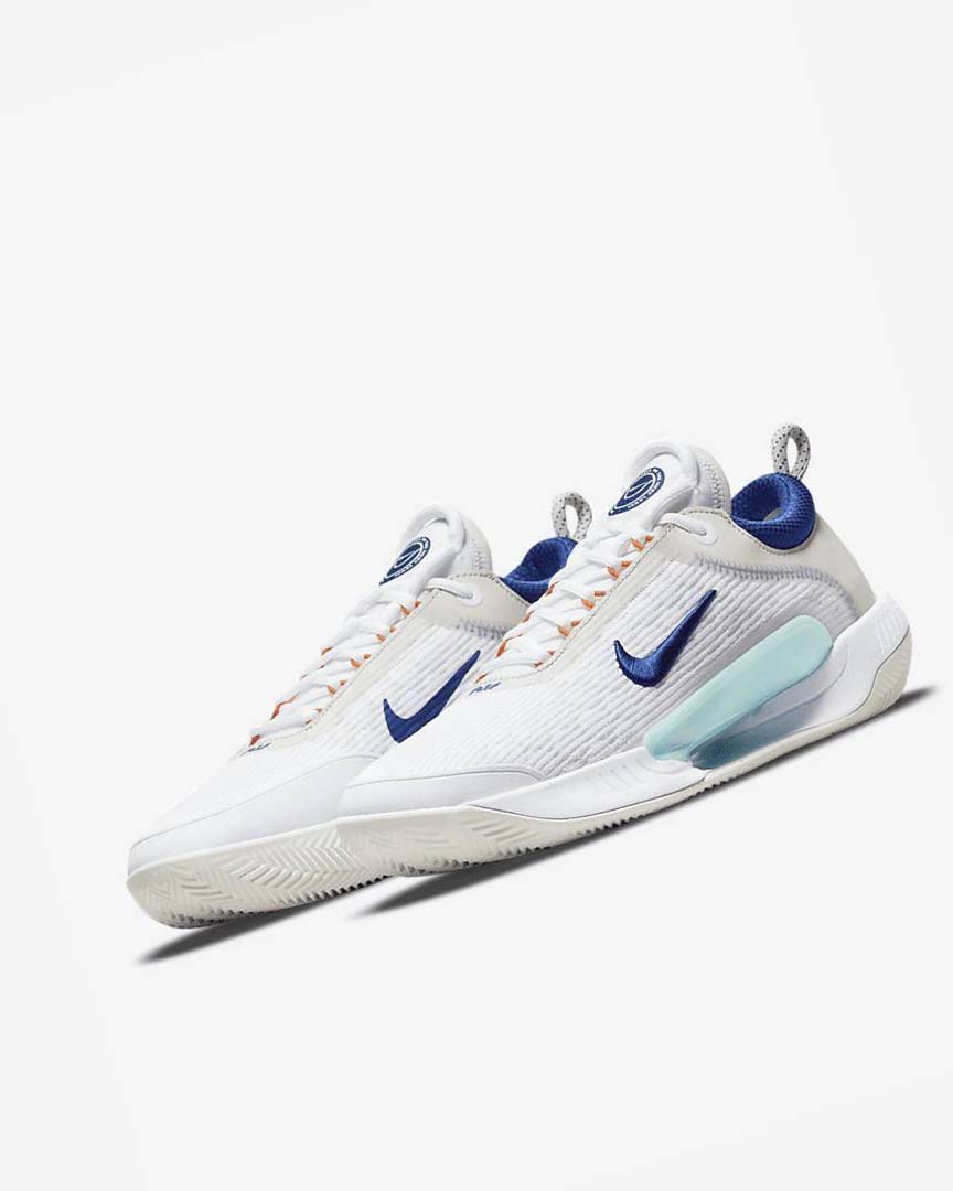 Nike Court Zoom NXT Tennis Sko Herre Hvite Lyse Beige Turkis Dyp Kongeblå Blå | NO4511