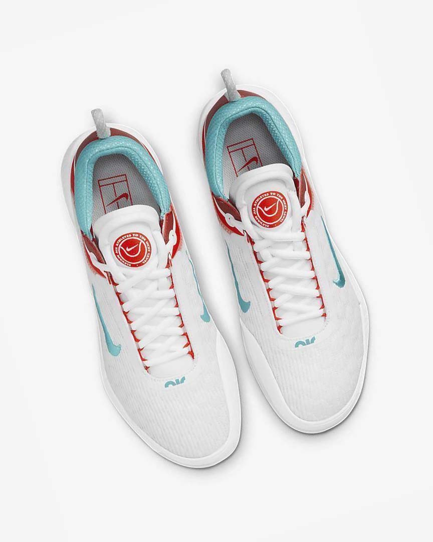 Nike Court Zoom NXT Tennis Sko Herre Hvite Lyse Sølv Rød Turkis | NO4939