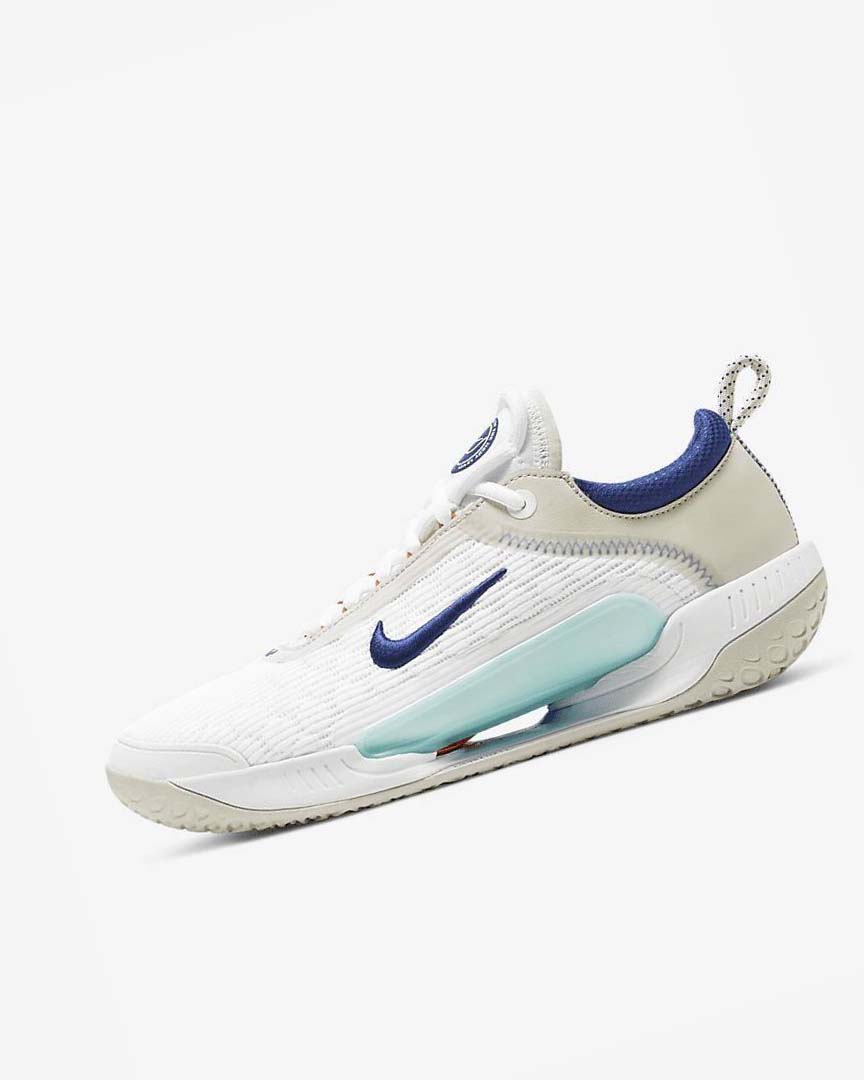 Nike Court Zoom NXT Tennis Sko Herre Hvite Lyse Beige Turkis Dyp Kongeblå Blå | NO5463