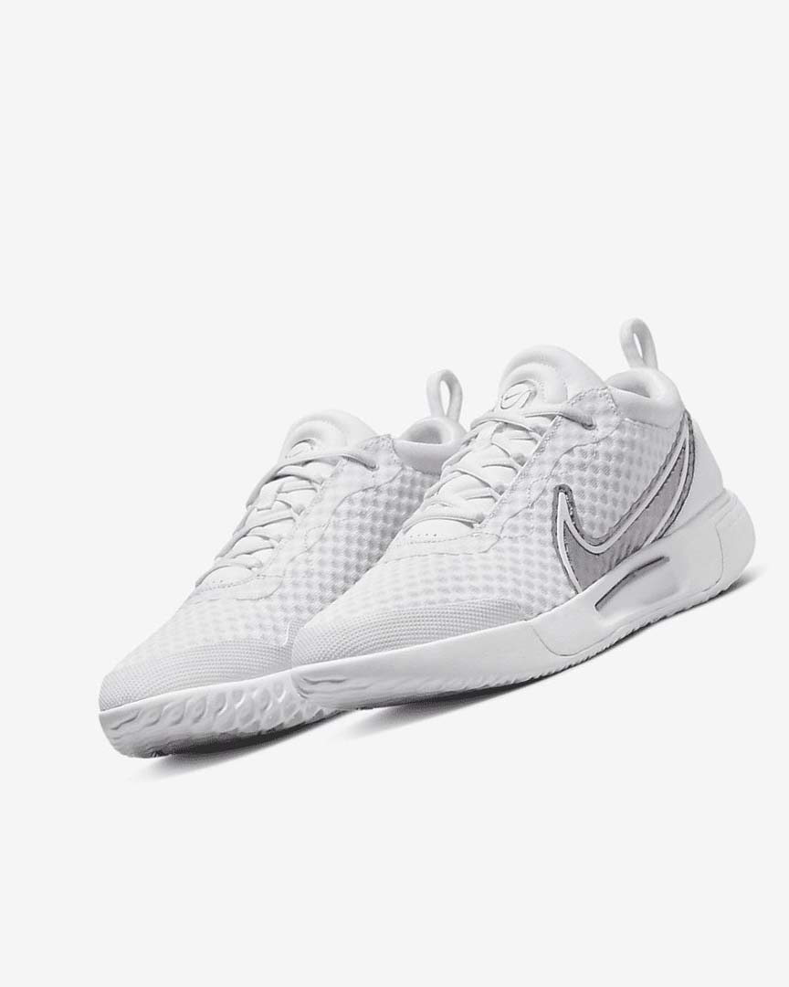 Nike Court Zoom Pro Tennis Sko Dame Hvite Metal Sølv | NO5250